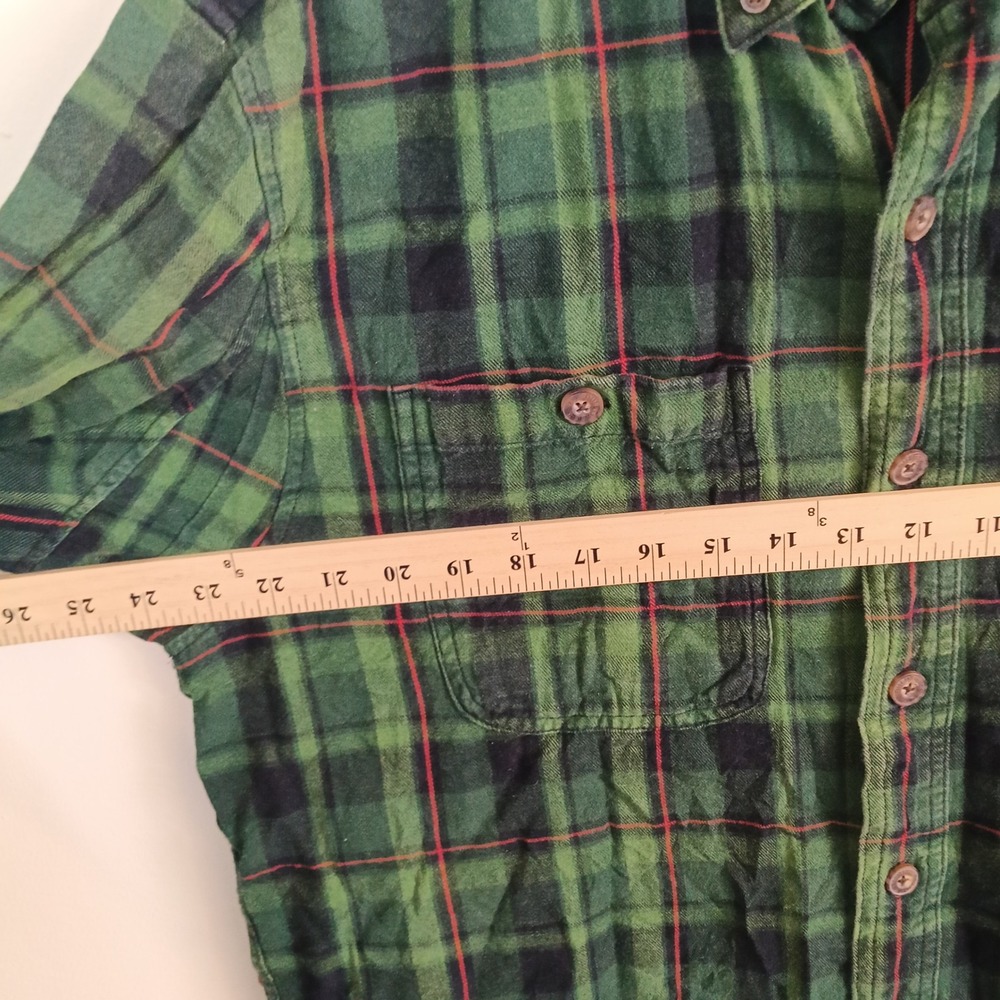 Duluth Trading Co Plaid Flannel Shirt Mens L Tall Green Excellent Slim Fit - Picture 6 of 8